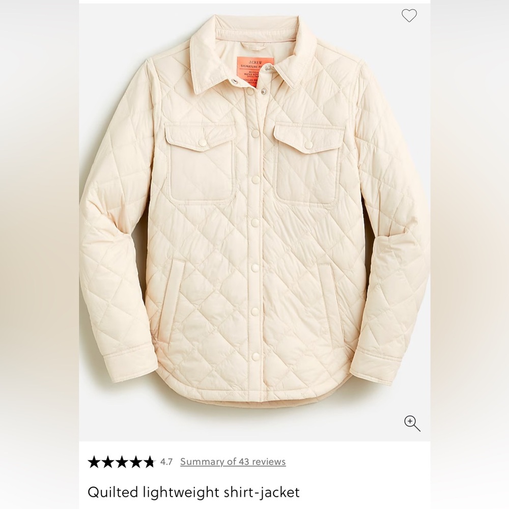 J. Crew Quilted lightweight shirt-jacket Size S